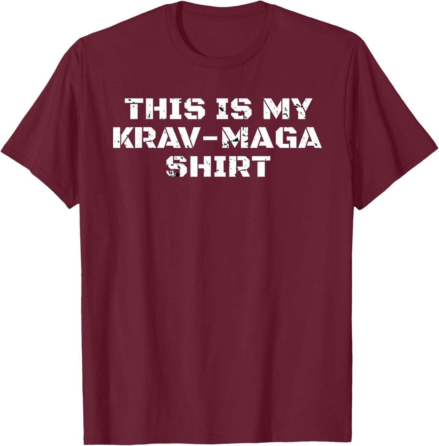 Krav Maga Combat Defense MMA IDF Self Defense Gift Black -Adults Small Classic Fit Crew Collar Short Sleeve T-Shirt - T-Shirt | Maroon