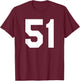 Number 51 Sports Jersey Front and Back Team Player T-Shirt - T-Shirt | Maroon