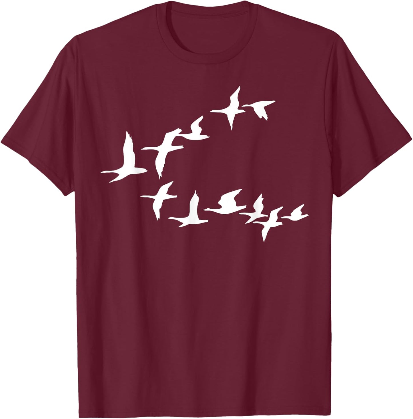 Birds In Flight, V Pattern Flock Of Geese T-Shirt - T-Shirt | Maroon