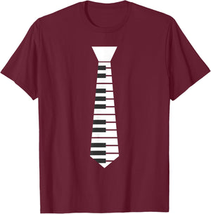 Piano Necktie Piano Player Pianist Classical Music Musician T-Shirt - T-Shirt | Maroon