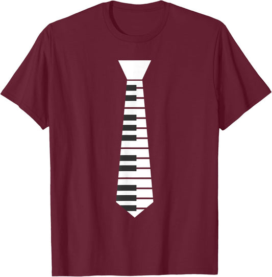 Piano Necktie Piano Player Pianist Classical Music Musician T-Shirt - T-Shirt | Maroon