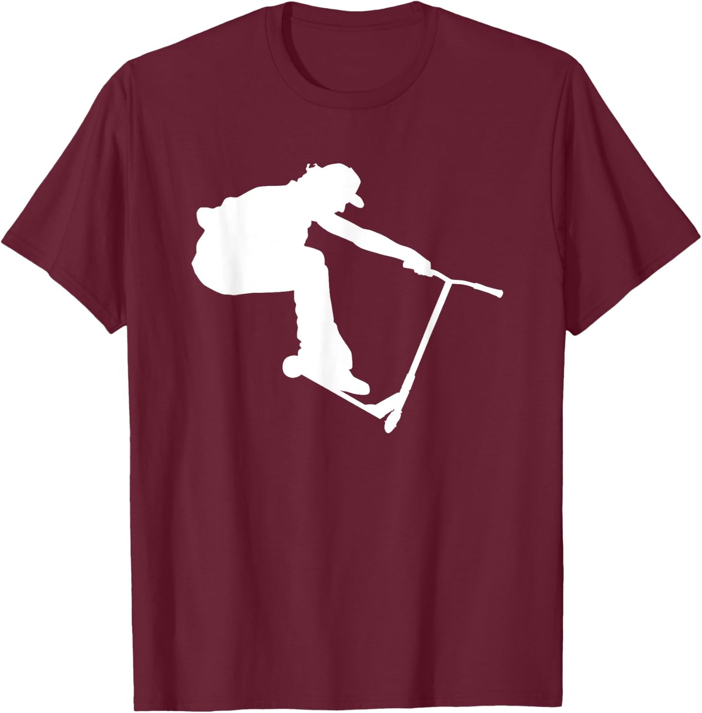 Silhouette Scootering Stunt Scooter Rider Racing Trick Racer T-Shirt - T-Shirt | Maroon