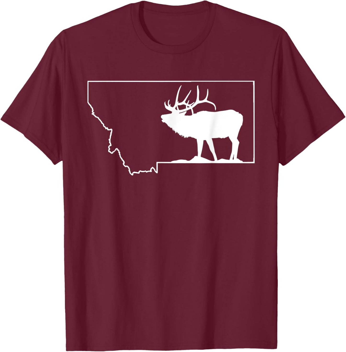 Montana Elk Hunting Cool Montana Hunters Hunting T-Shirt - T-Shirt | Maroon