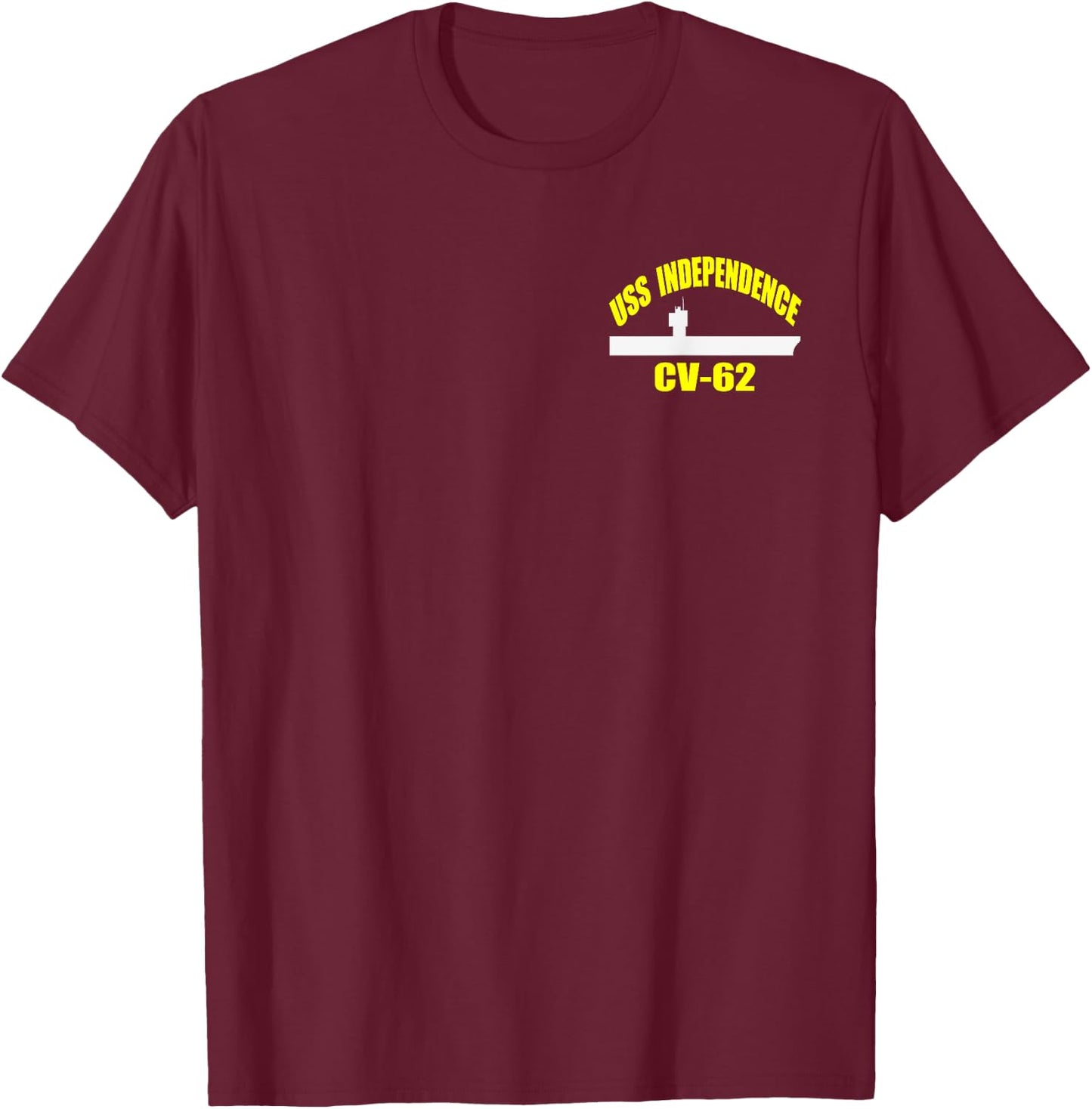 USS Independence CV-62 Aircraft Carrier Fathers Day Veteran T-Shirt - T-Shirt | Maroon