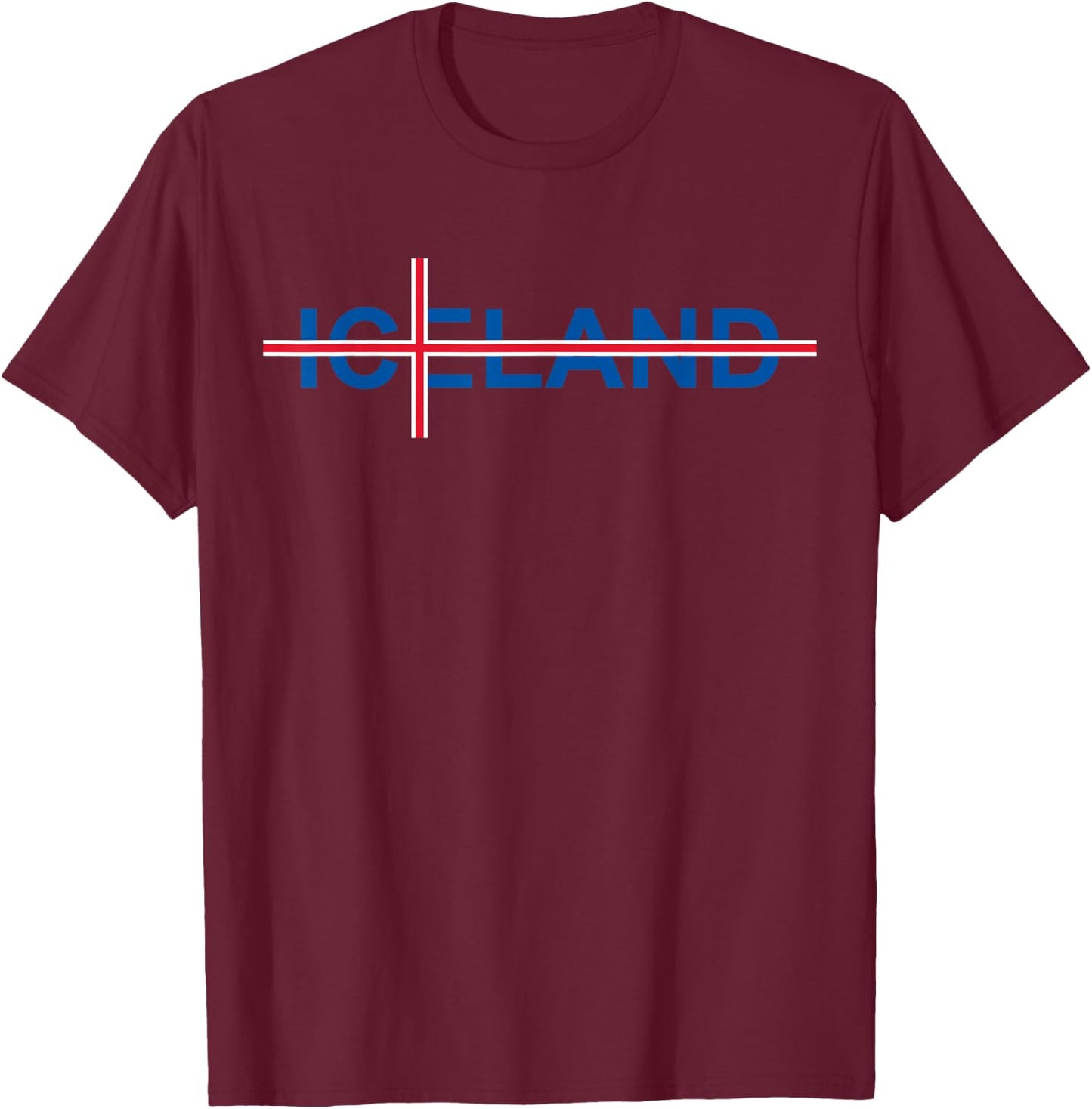 Iceland Flag Travel Vacation Scandinavia Pride Reykjavik T-Shirt - T-Shirt | Maroon