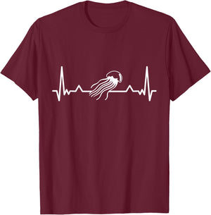 Jellyfish Heartbeat Jelly Fish Gift T-Shirt - T-Shirt | Maroon
