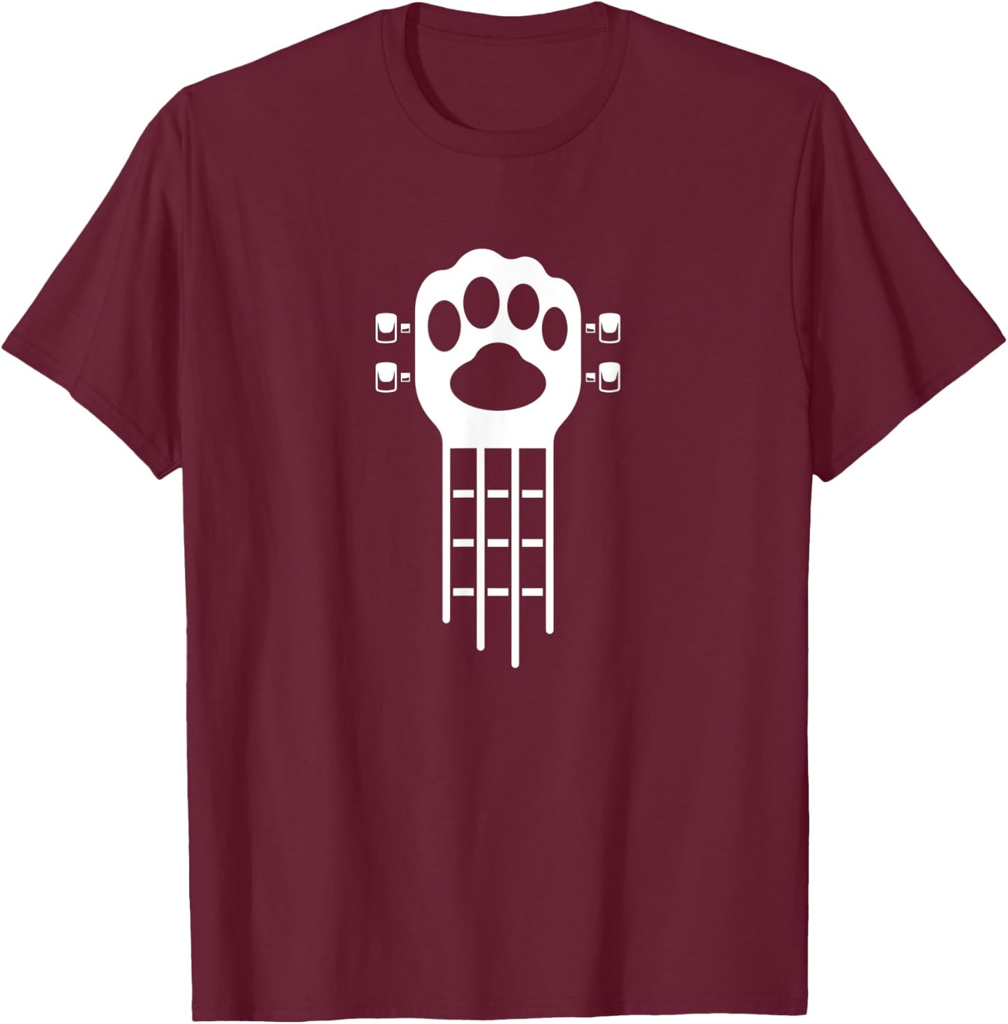 Cute Paw Ukulele Dog Cat Pet Owner & Music Lover Men Women Kids T-Shirt - T-Shirt | Maroon