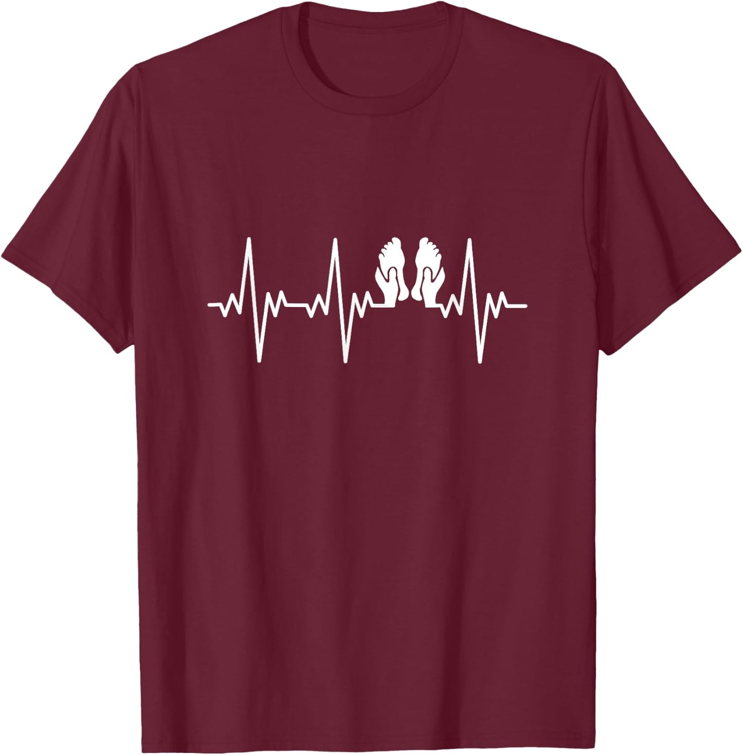 Reflexology Reflexologist heartbeat massage love heart rate T-Shirt - T-Shirt | Maroon