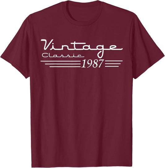 Vintage 38th Birthday Decorations Vintage 1987 38 Years Old T-Shirt - T-Shirt | Maroon