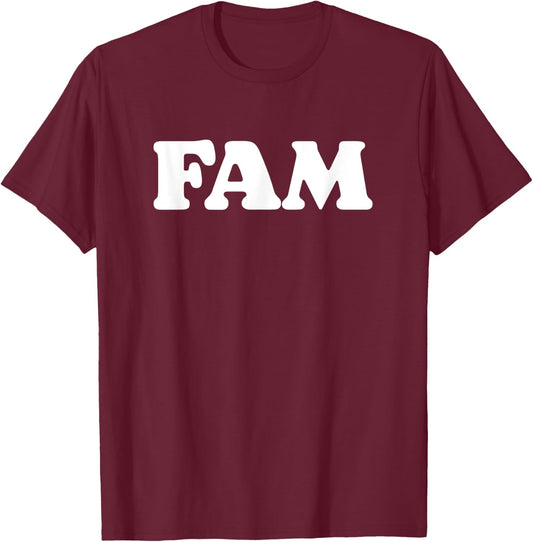 Fam Heart Simple One-Word Family Reunion and Family Support T-Shirt - T-Shirt | Maroon