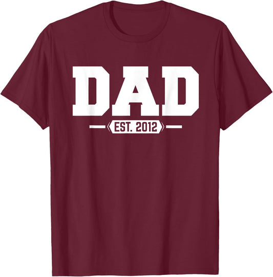 Dad 2012 Dad Established 2012 T-Shirt - T-Shirt | Maroon