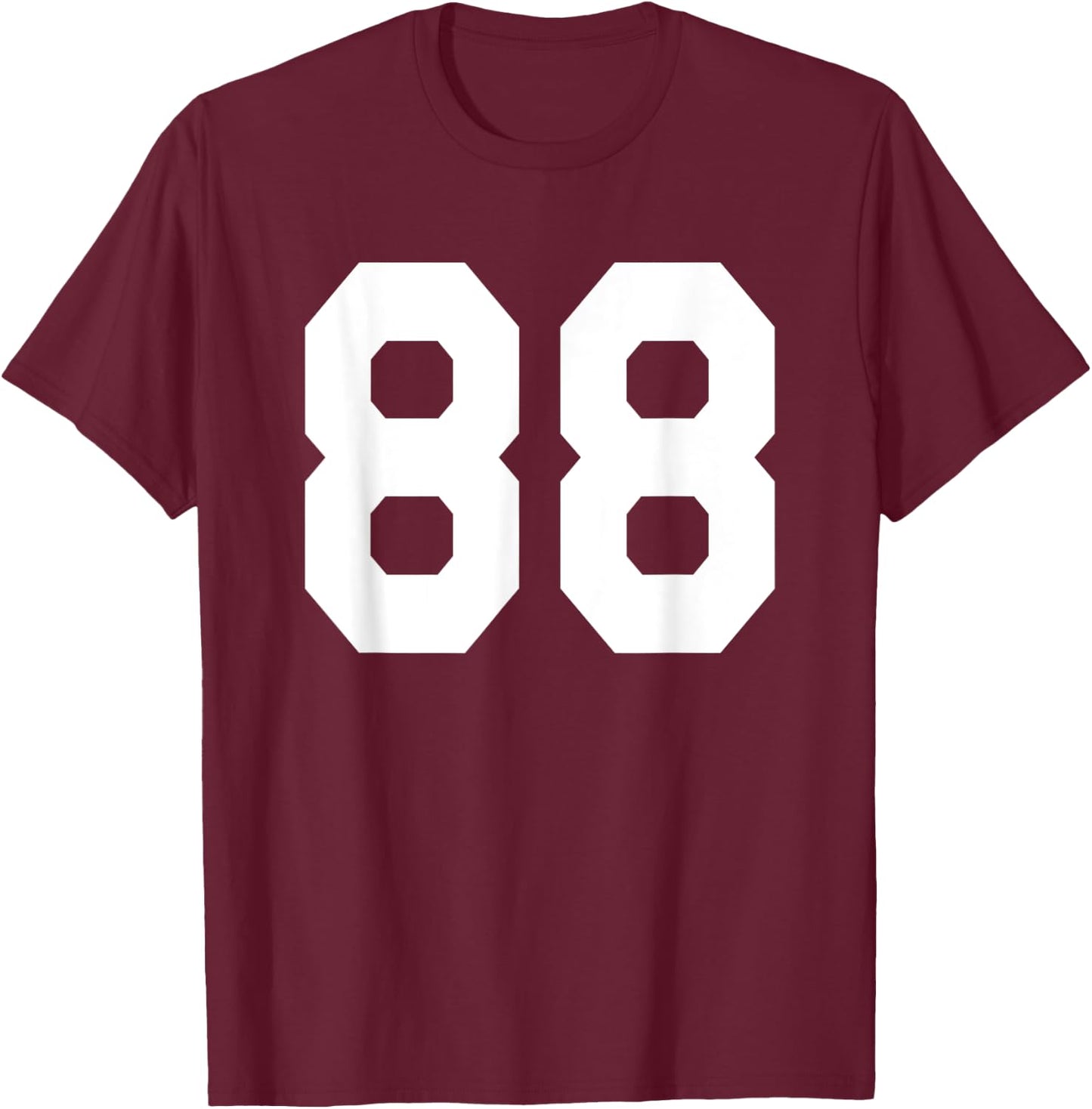 Number 88 Sports Jersey Front and Back Team Player T-Shirt - T-Shirt | Maroon