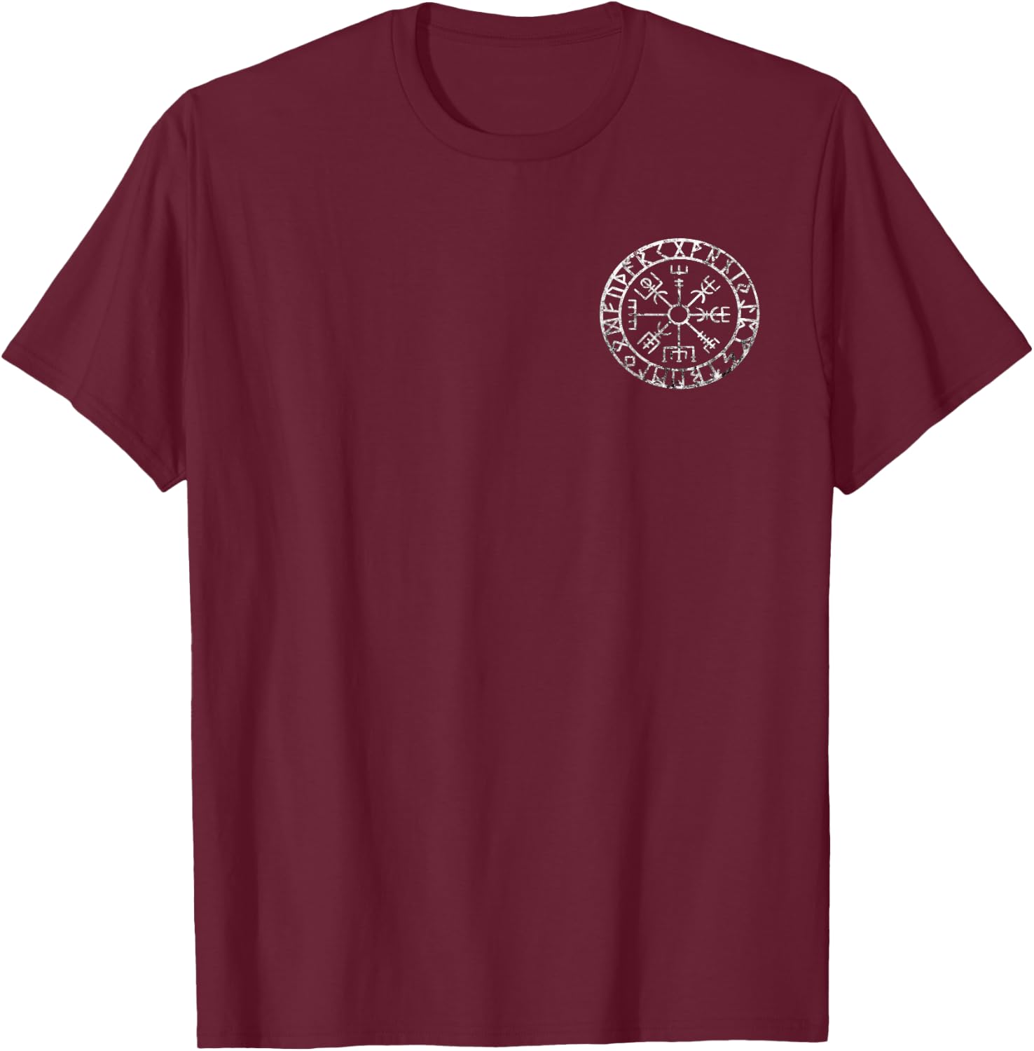 Nordic Valhalla Viking Compass Vegvisir Symbol Odin Pagan T-Shirt - T-Shirt | Maroon