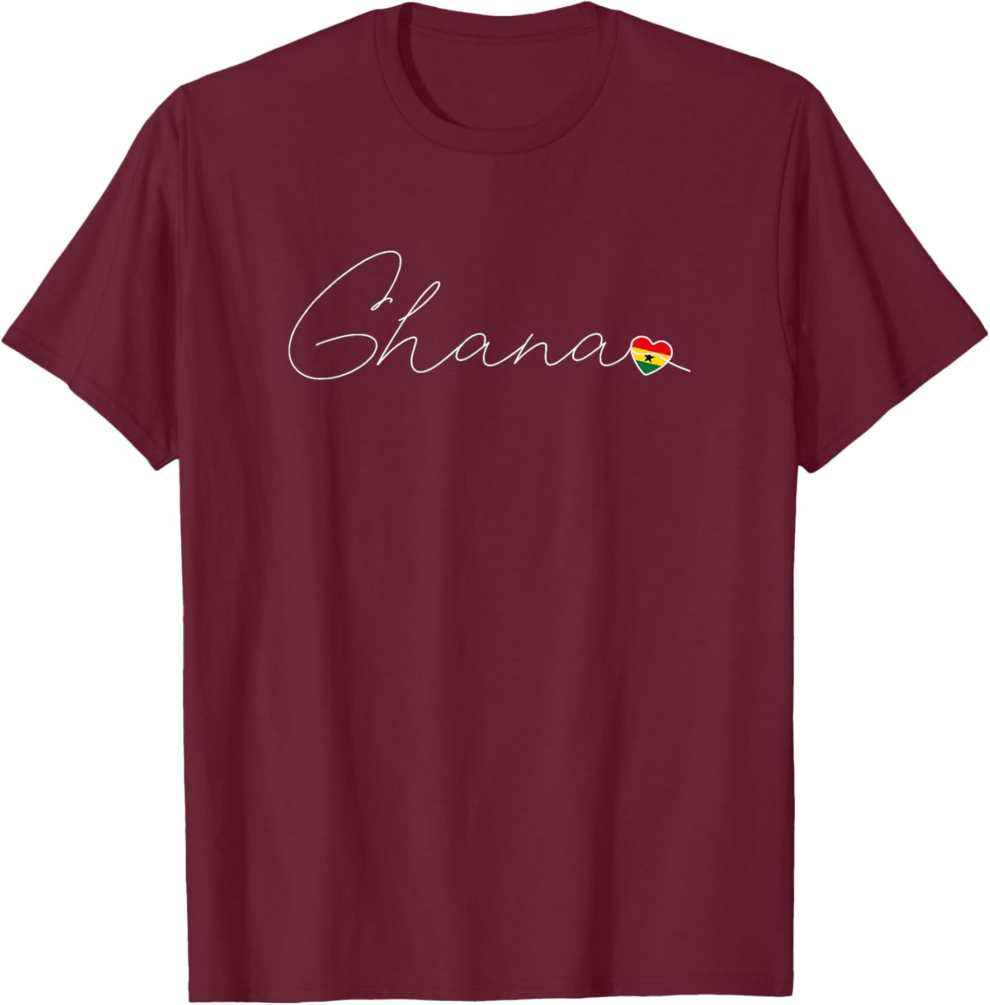 Ghana Simple Love Ghanaian Flag Heart on Ghana T-Shirt - T-Shirt | Maroon
