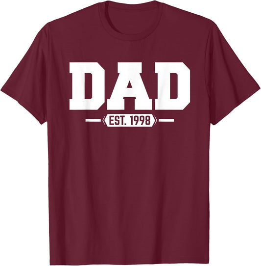 Dad 1998 Dad Established 1998 T-Shirt - T-Shirt | Maroon