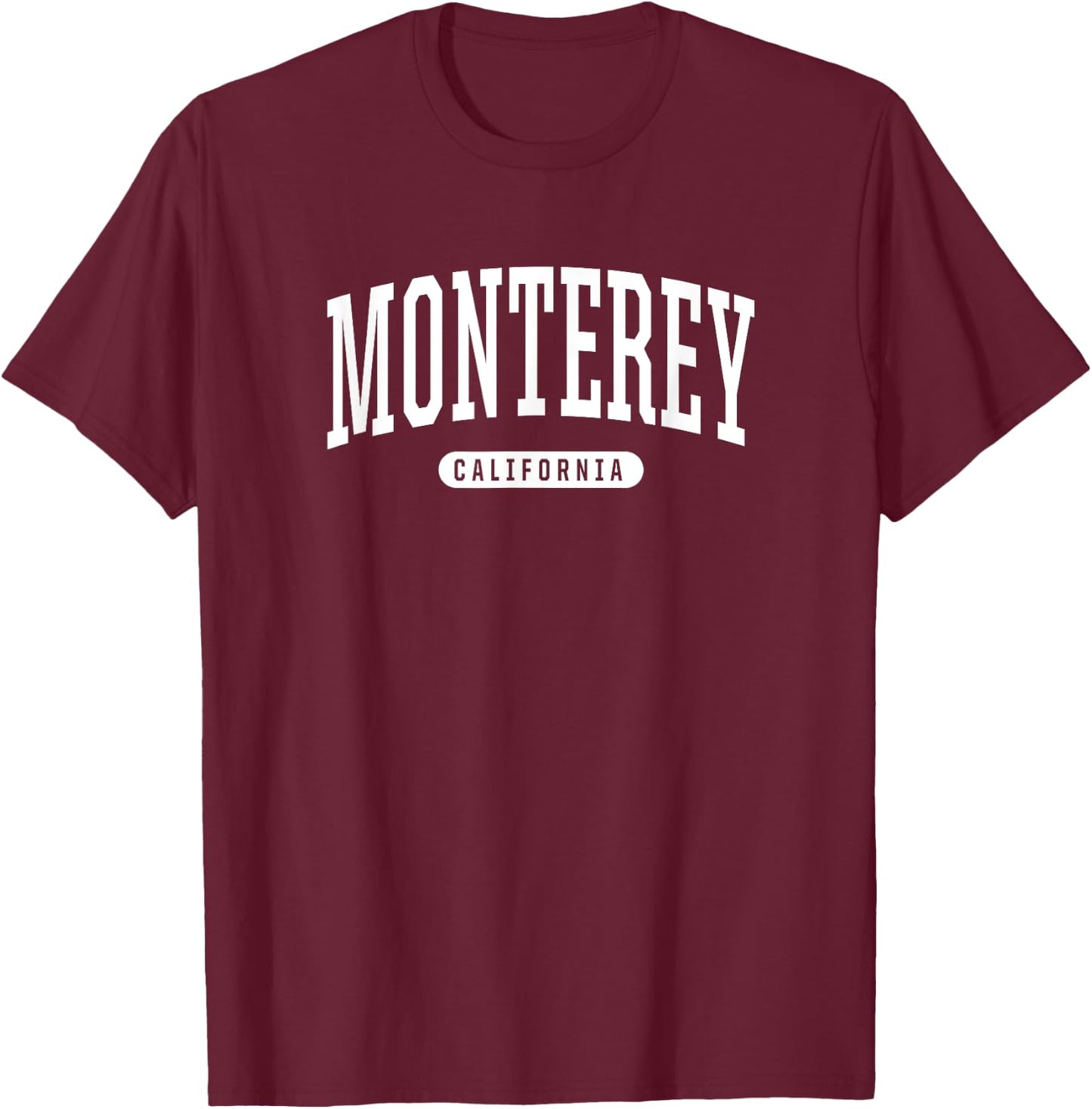 Monterey California Vacation College Style Sports CA T-Shirt - T-Shirt | Maroon