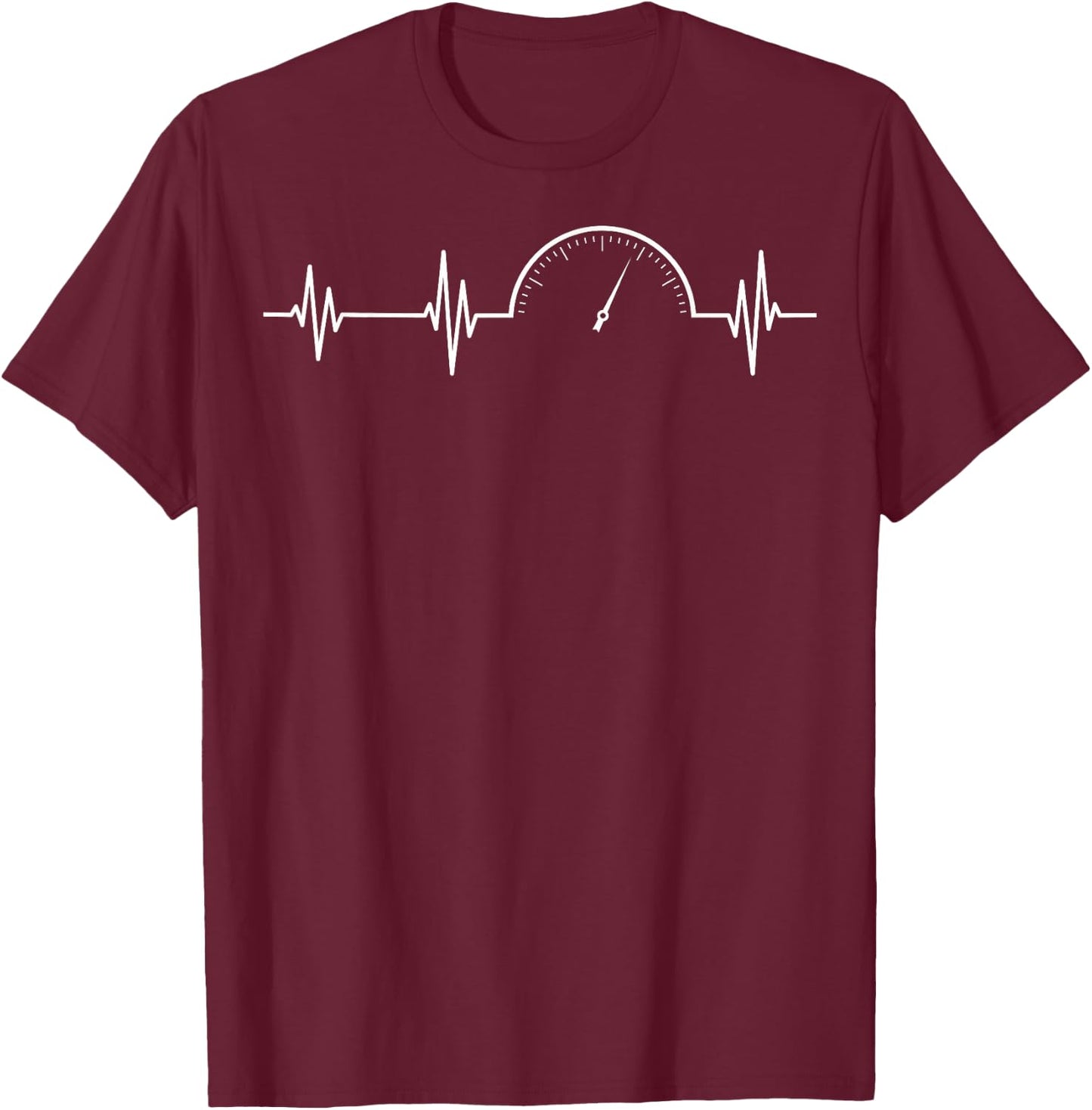 Heartbeat Speedometer Auto Mechanics Car Guys Car Mechanics T-Shirt - T-Shirt | Maroon