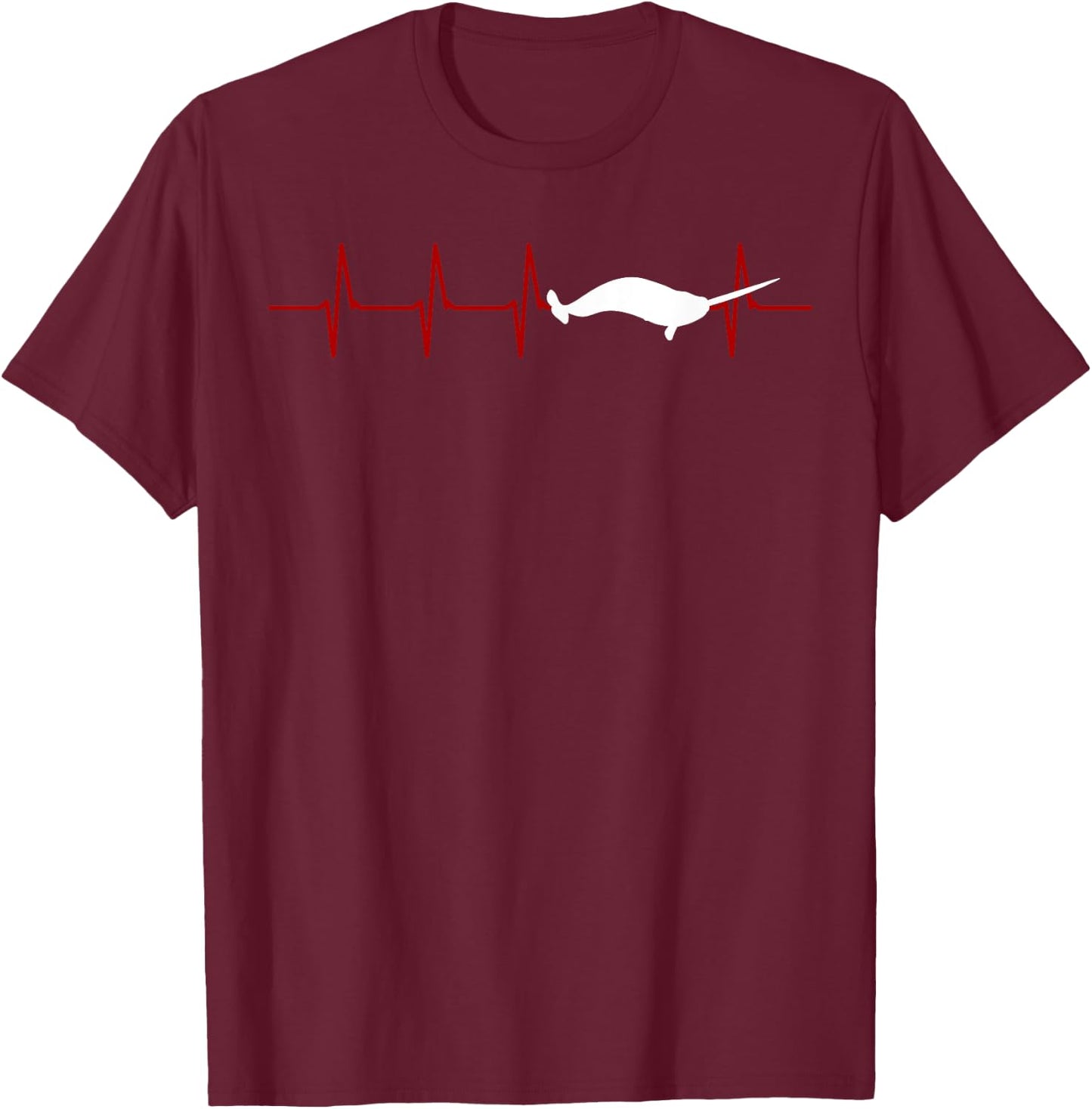 Narwhal Heartbeat Oceanologist Sea Animal Whale Ocean T-Shirt - T-Shirt | Maroon