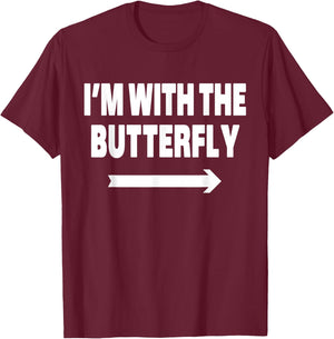 I'm With The Butterfly Halloween Matching Costume T-Shirt - T-Shirt | Maroon