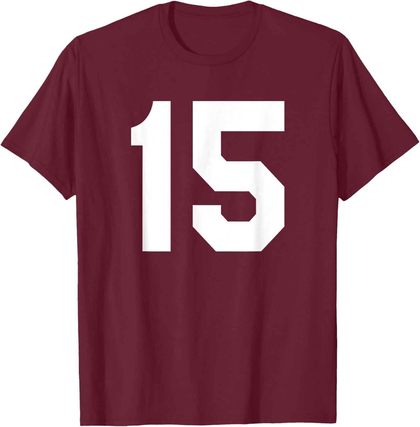 Number 15 Sports Jersey Front and Back Team Player T-Shirt - T-Shirt | Maroon