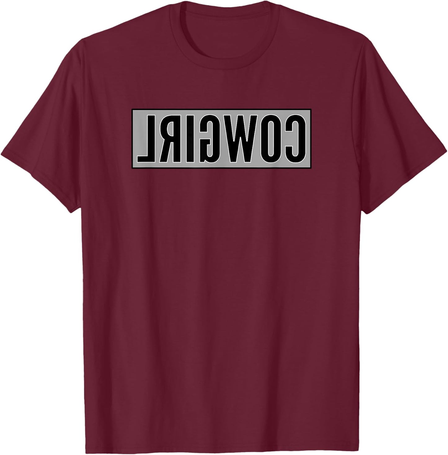 Backwards Reverse Cowgirl At Heart Funny Country T-Shirt - T-Shirt | Maroon