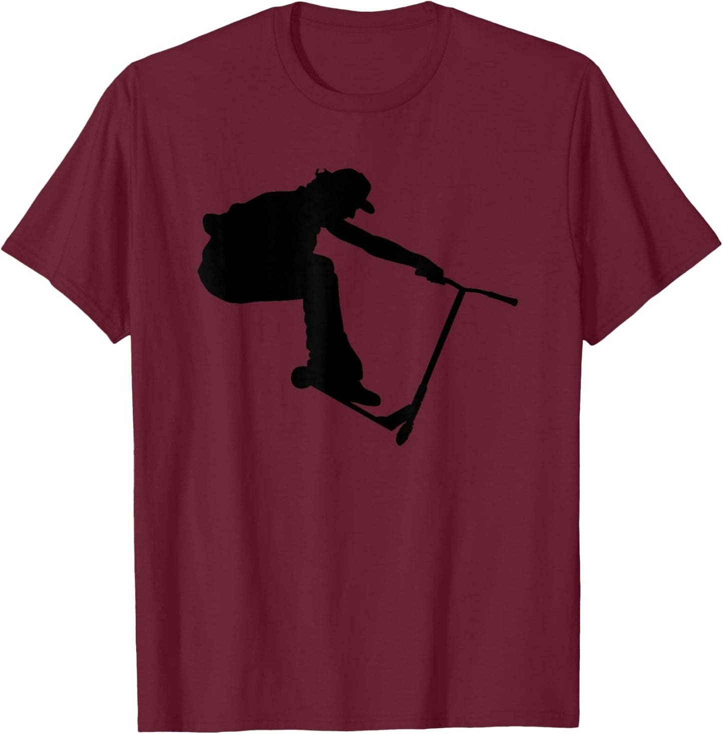 Silhouette Scootering Stunt Scooter Rider Racing Trick Racer T-Shirt - T-Shirt | Maroon