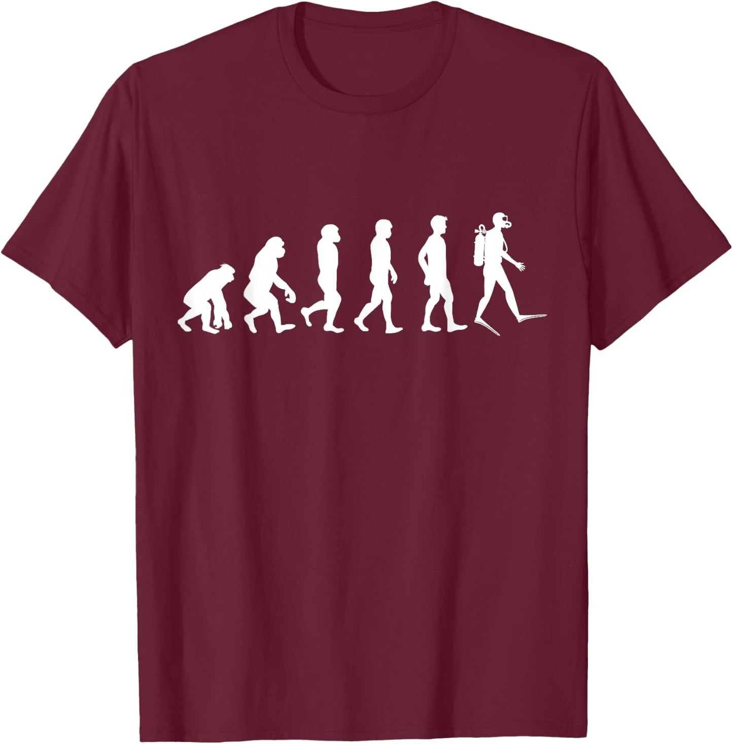 Evolution of man into a diver T-Shirt - T-Shirt | Maroon