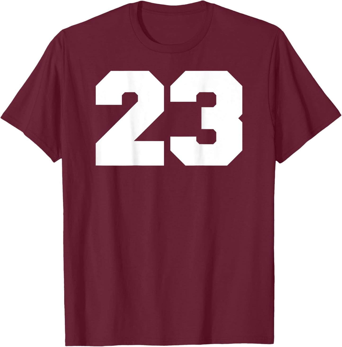 Number 23 Sports Jersey Player #23 Fan BACK PRINT Varsity T-Shirt - T-Shirt | Maroon