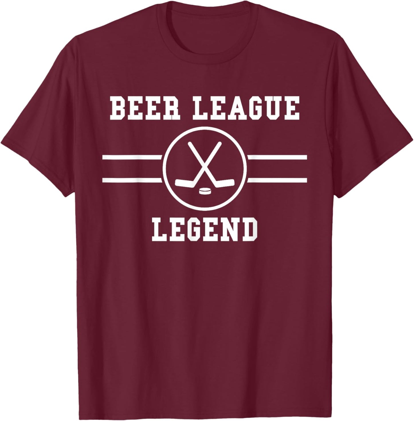 Beer League Legend Hockey Ice Inline Funny Sports Gift T-Shirt - T-Shirt | Maroon