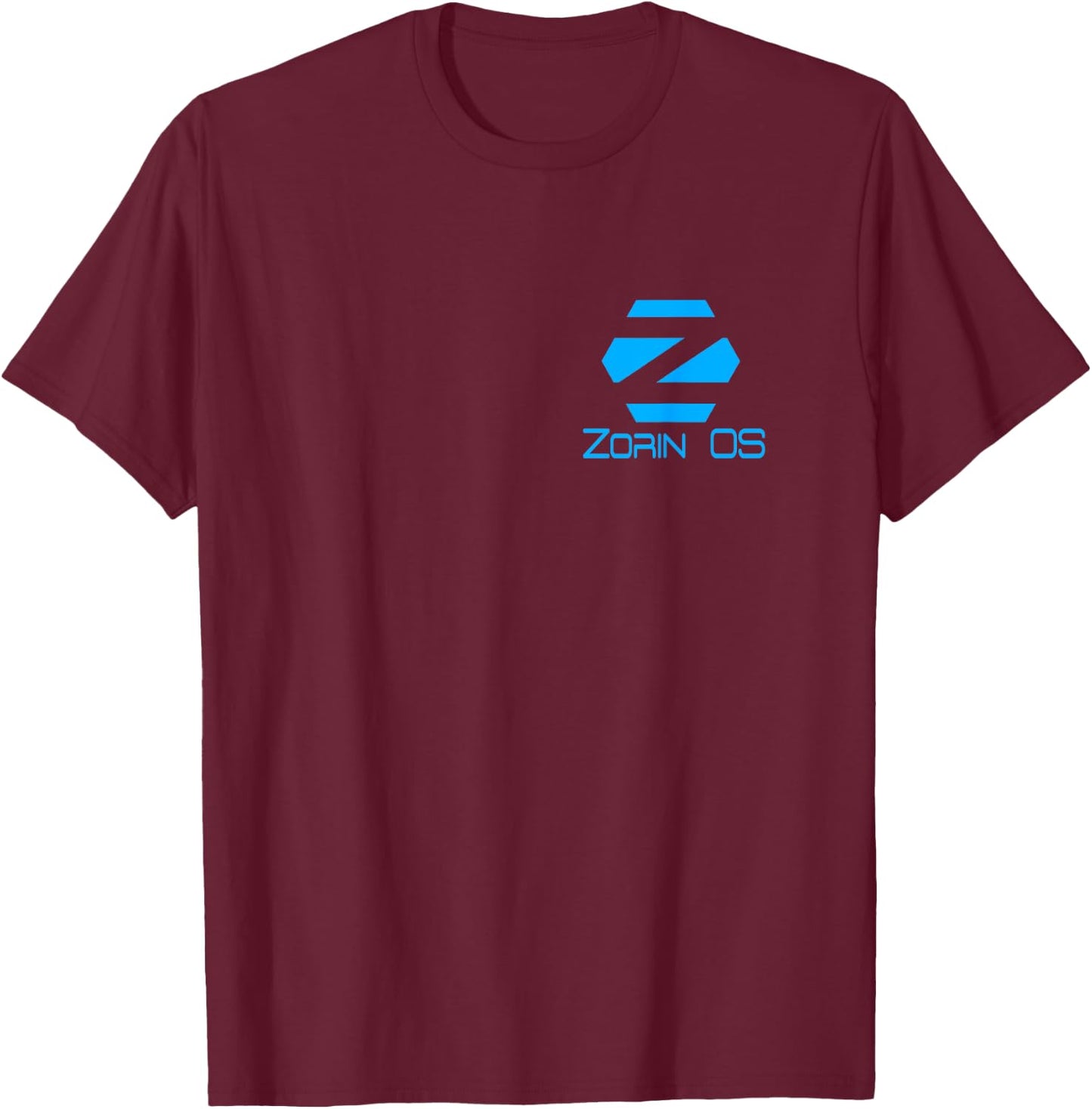Linux Zorin OS with Blue Tagline and Logo Open Source Os T-Shirt - T-Shirt | Maroon