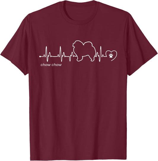 Chow Chow Heartbeat - Chow Chow T-Shirt - T-Shirt | Maroon