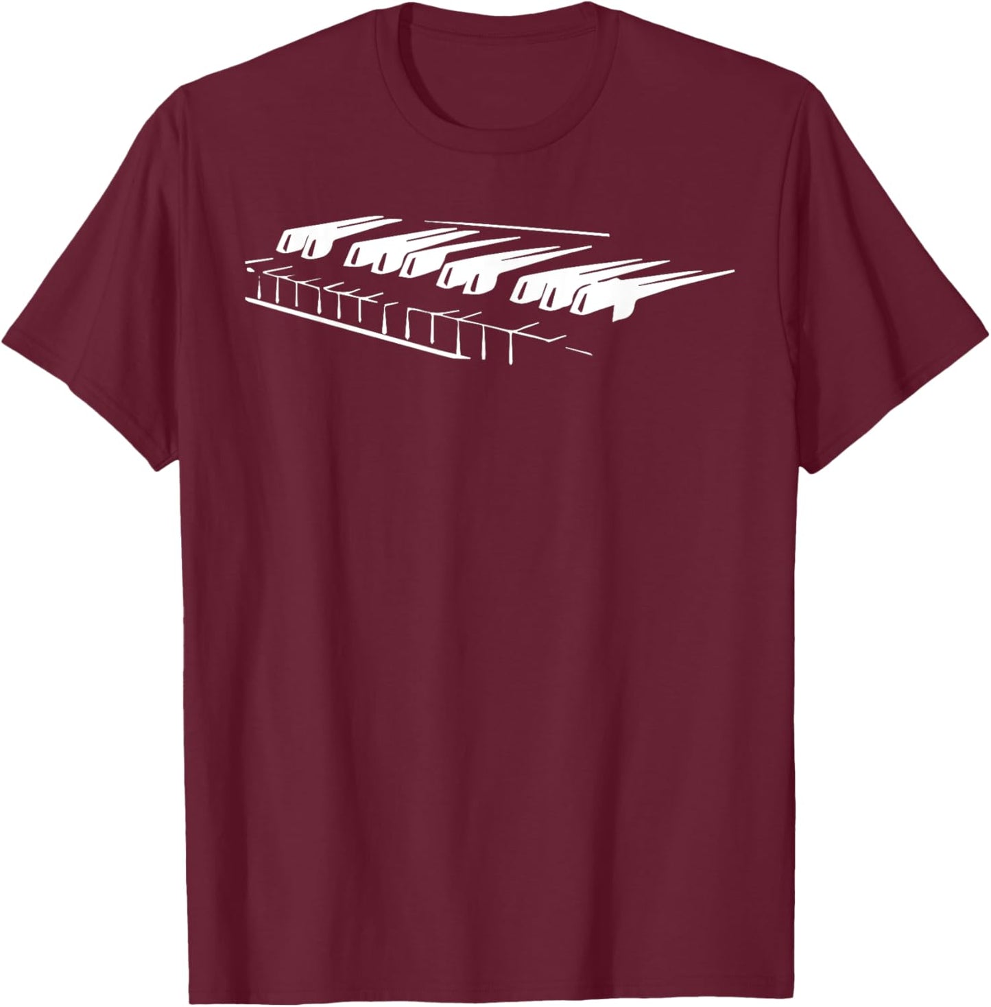 Hobby Musik Tasteninstrument Orchester Geschenke Piano Pianist Gift Klimperbox Musician Keys T-Shirt - T-Shirt | Maroon