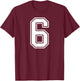 Number 6 Fan Player Jersey Style #6 Men Women Kids T-Shirt - T-Shirt | Maroon
