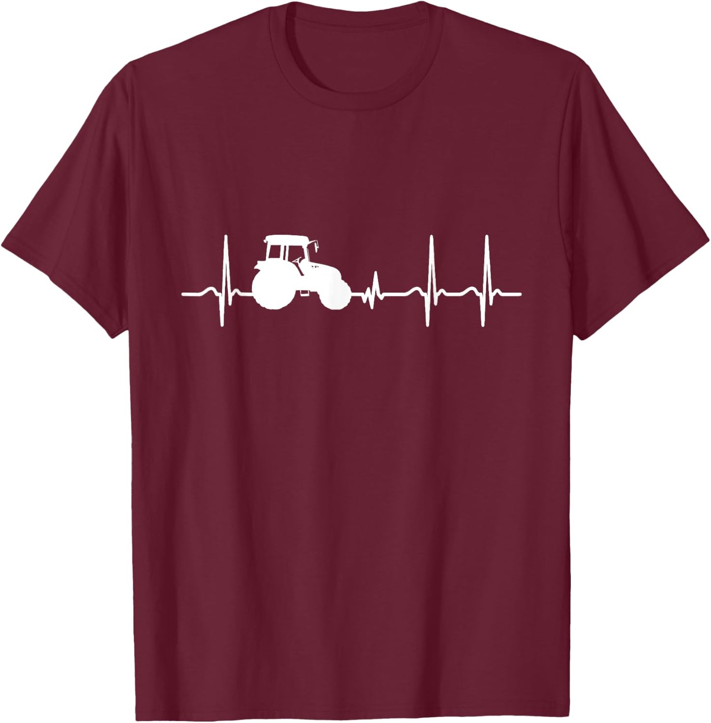 Tractor Heartbeat EKG T-Shirt - T-Shirt | Maroon