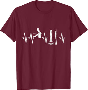 Cooking Heartbeat Funny Chef Cook Graphic T-Shirt - T-Shirt | Maroon