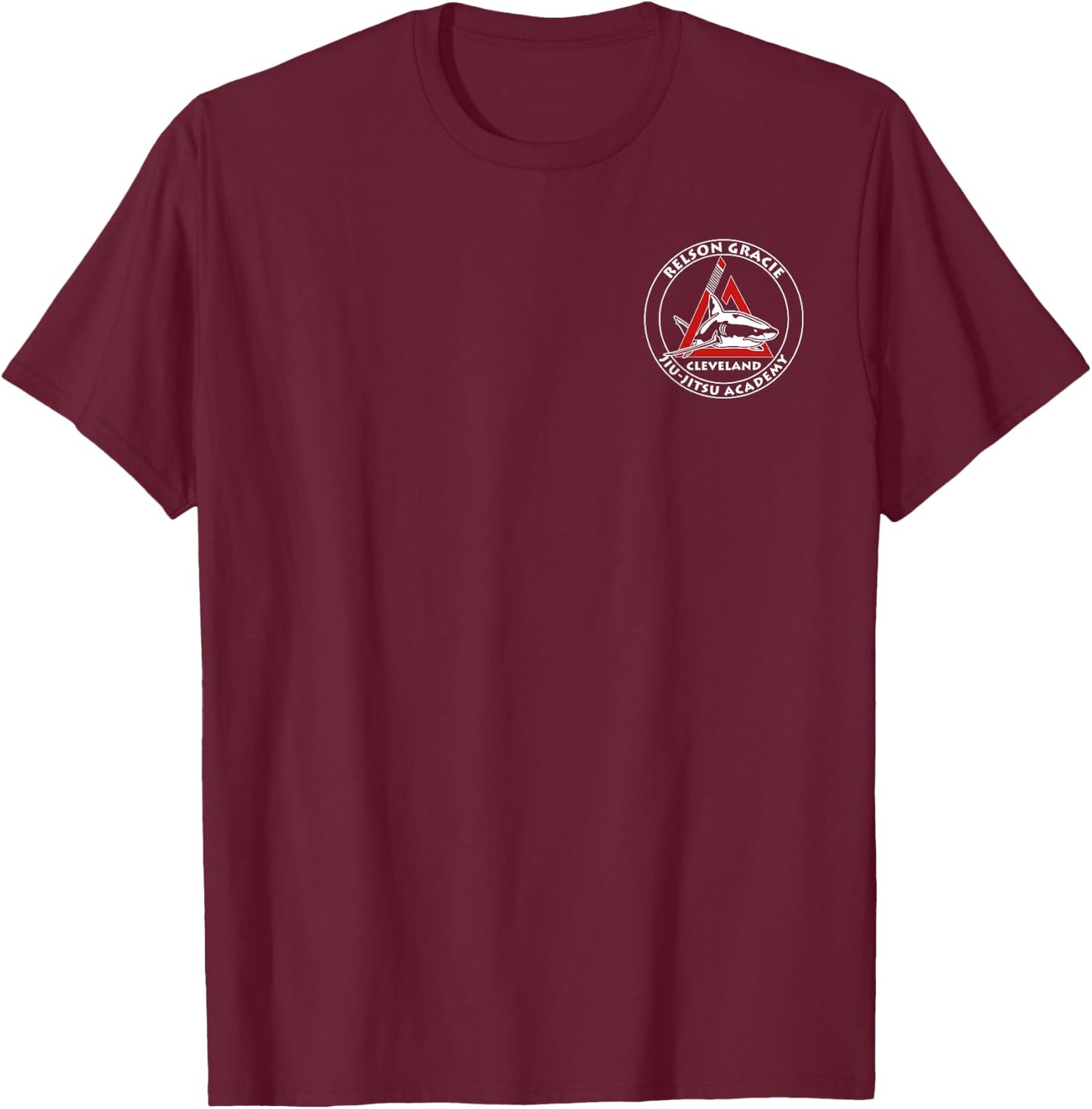 Academy of Self-Defense CLE Ohio Relson Gracie Cleveland Jiu-Jitsu Red Belt T-Shirt - T-Shirt | Maroon