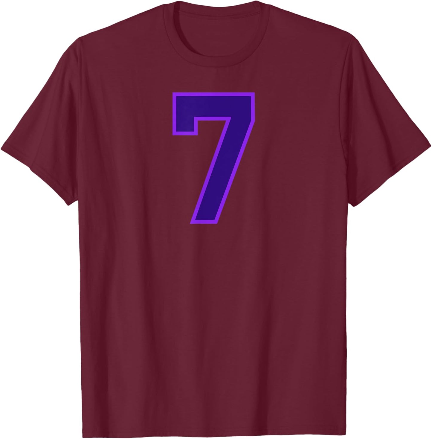 Number #7 Sport Purple Number T-Shirt - T-Shirt | Maroon