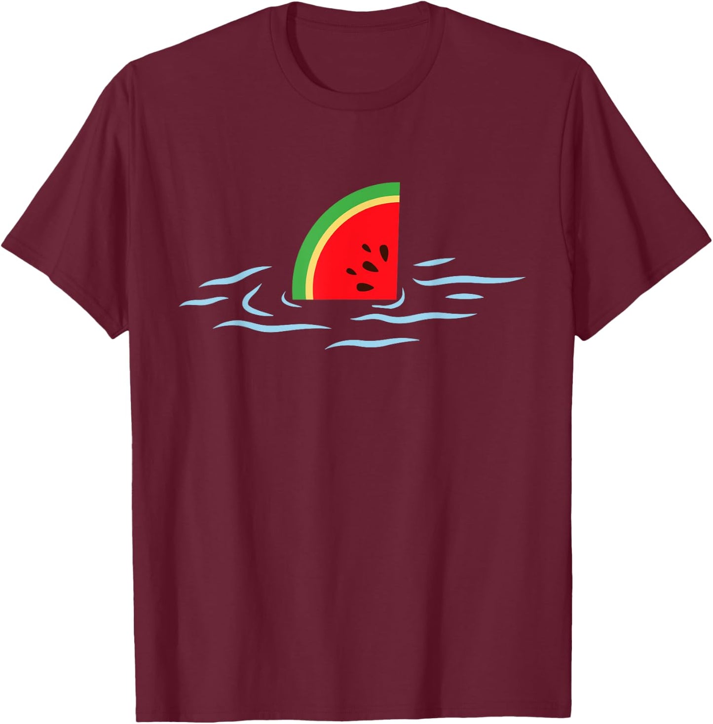 Watermelon Shark Fin T-Shirt - T-Shirt | Maroon