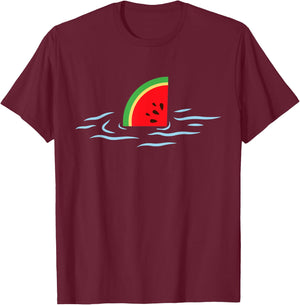 Watermelon Shark Fin T-Shirt - T-Shirt | Maroon