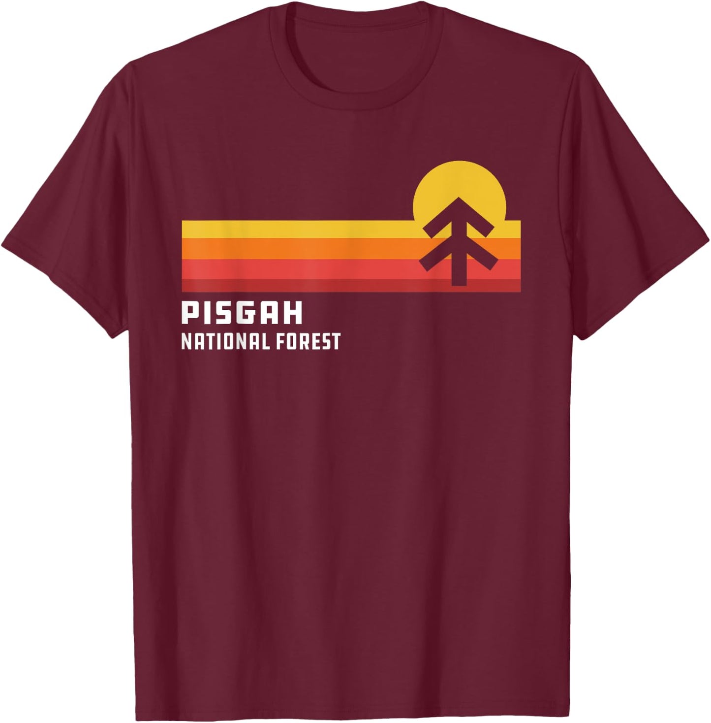 Retro Sunset Pisgah National Forest Asheville North Carolina T-Shirt - T-Shirt | Maroon
