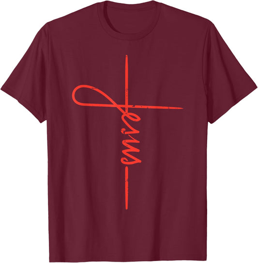 Jesus Cross God Faith Religious Christian Men Women Kids T-Shirt - T-Shirt | Maroon
