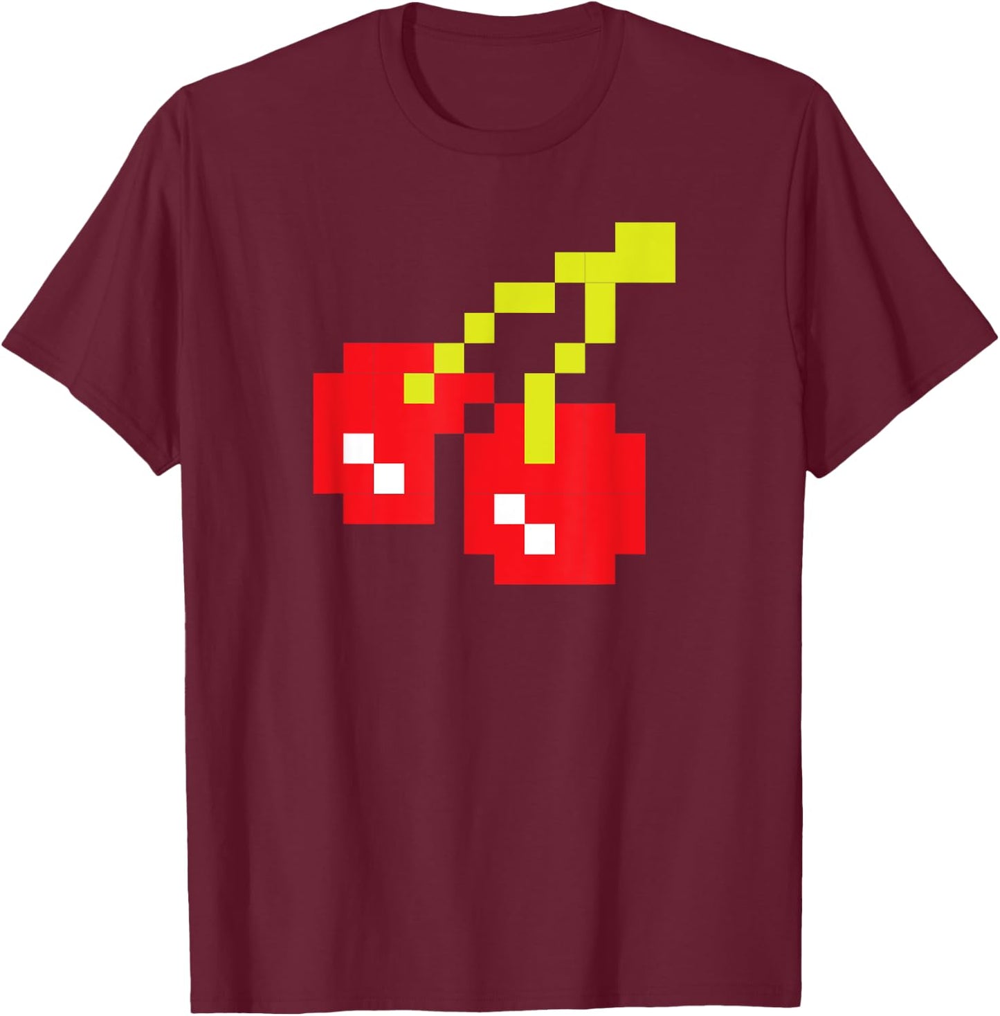 Pixel Cherries 80s Video Game Halloween Costume Easy Group T-Shirt - T-Shirt | Maroon