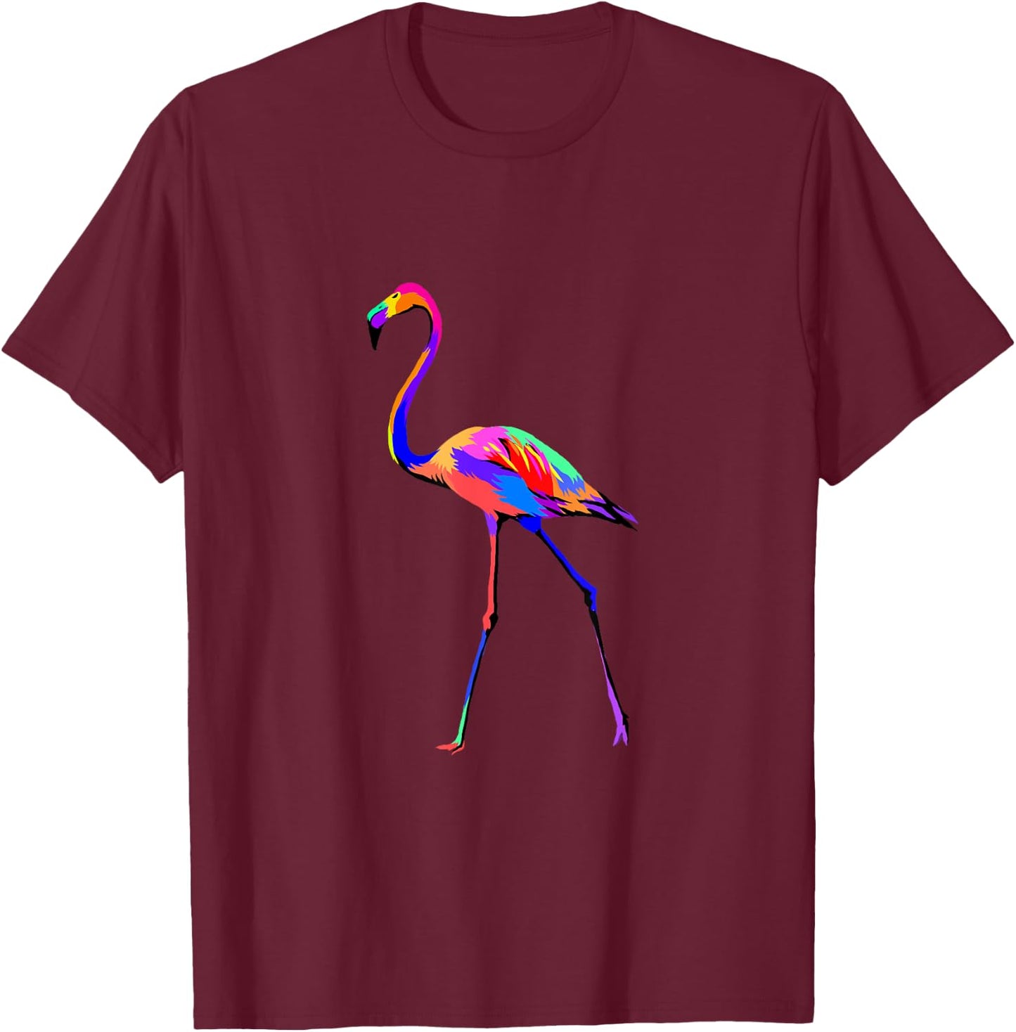 Pop Art Flamingo Shirt Colorful Animal Bird Lover Birder T-Shirt - T-Shirt | Maroon