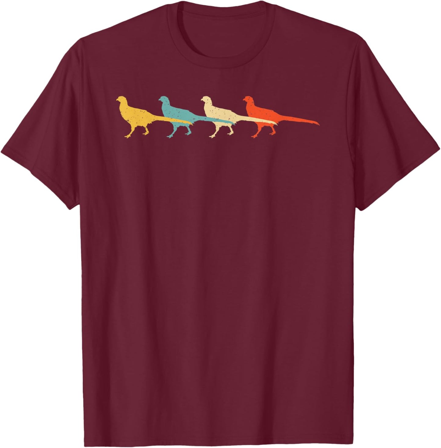 Pheasant Vintage Retro Bird Monal Animal Lover 60s 70s Gift T-Shirt - T-Shirt | Maroon