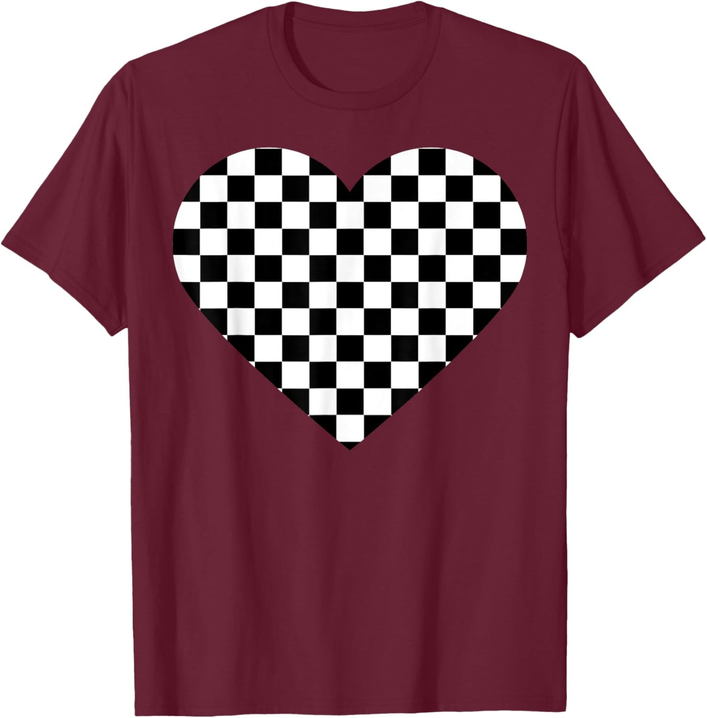 Funny Black White Checkered Gift | Cute Chess Game Women Men T-Shirt - T-Shirt | Maroon