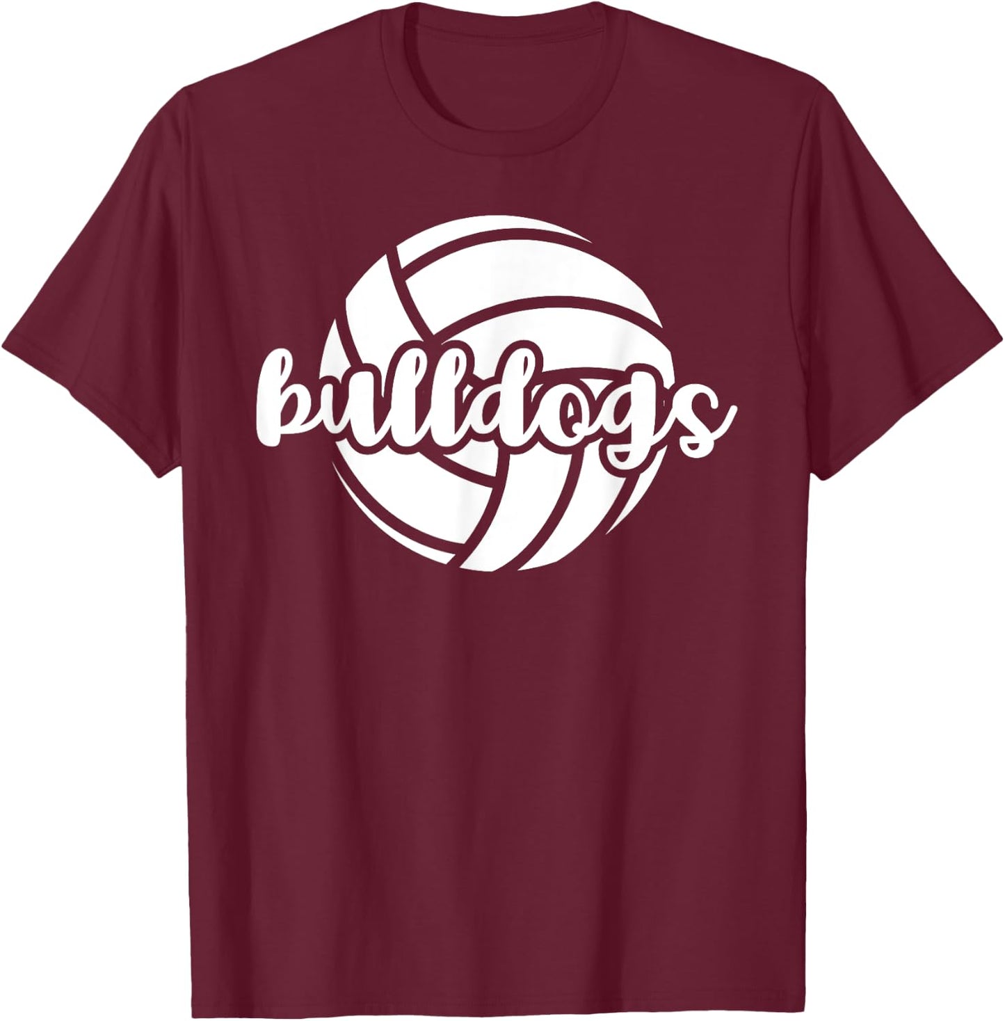Bulldogs Volleyball Team Mascot School Spirit Game Night T-Shirt - T-Shirt | Maroon