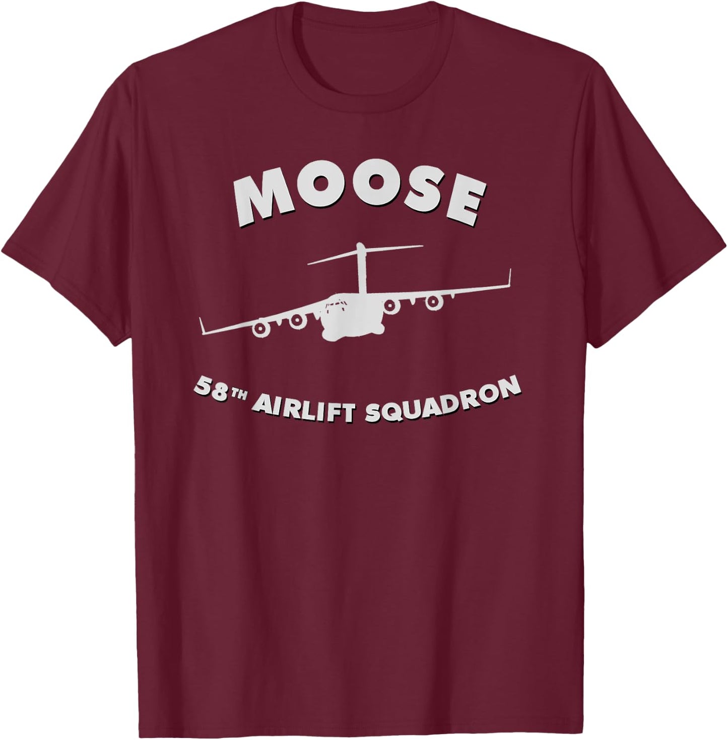 58th Airlift Squadron "Moose" C-17 Globemaster T-Shirt - T-Shirt | Maroon
