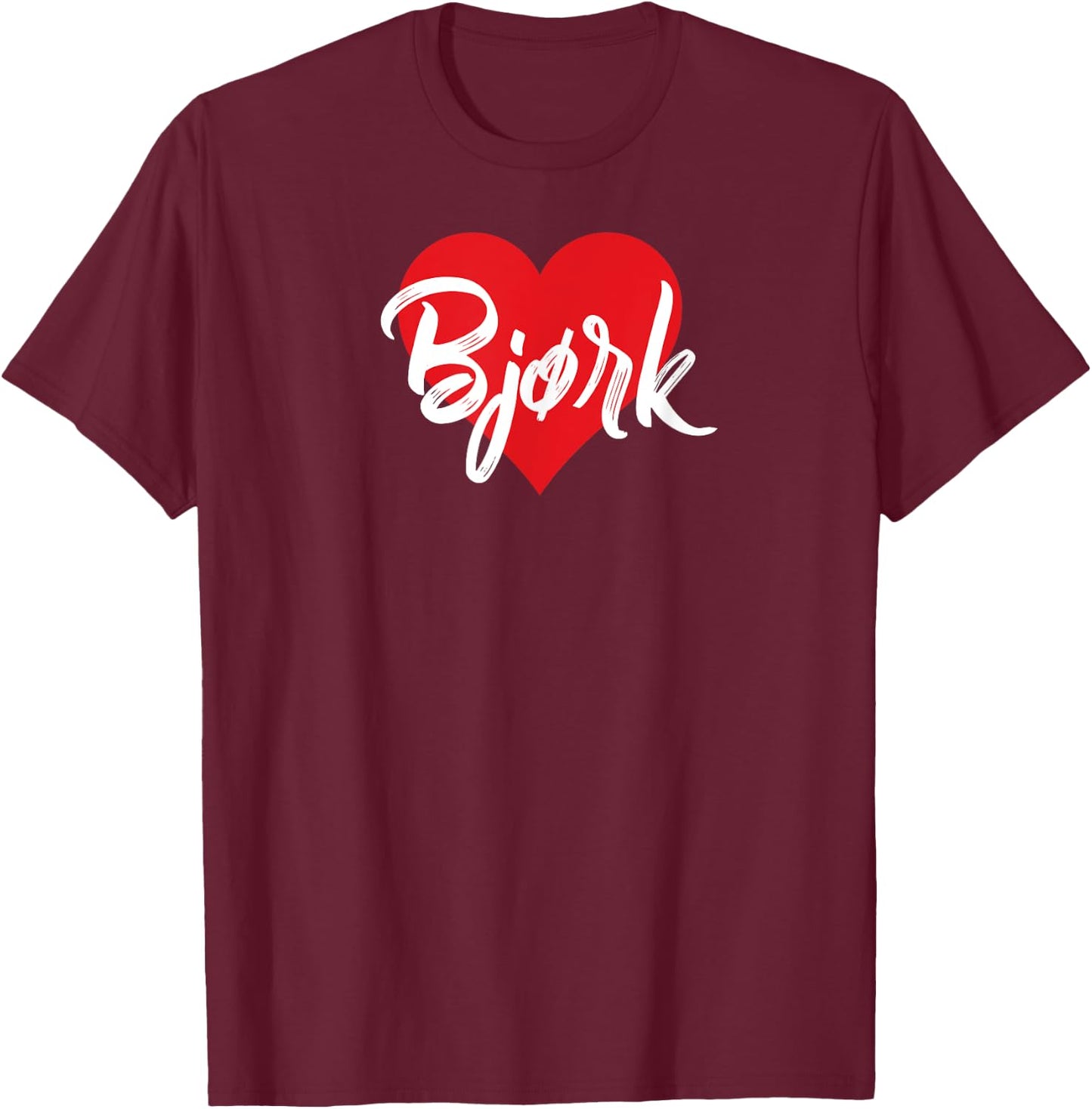 Ich Liebe Bjørk First Name Love Heart T-Shirt - T-Shirt | Maroon