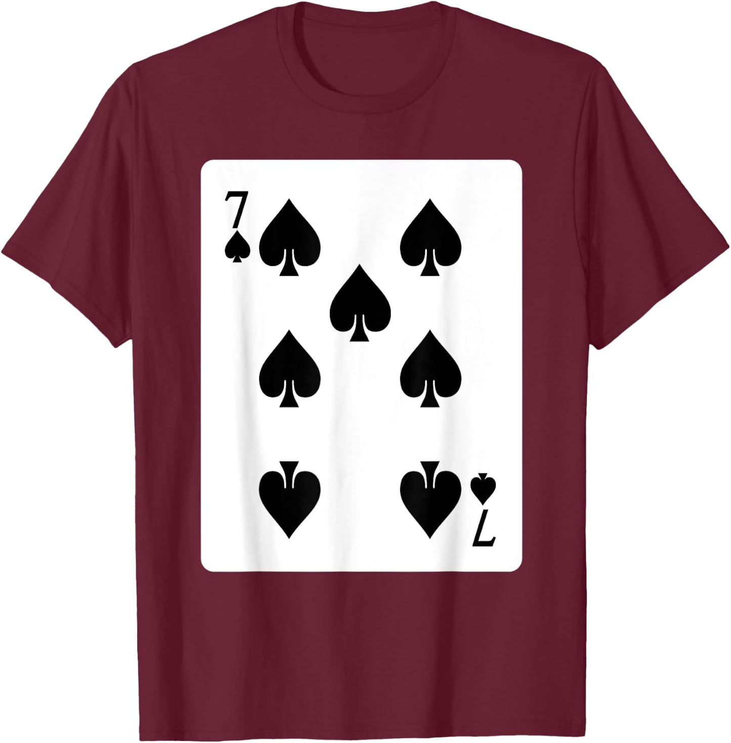 Seven Of Spades Playing Card Group Costume Poker Player T-Shirt - T-Shirt | Maroon