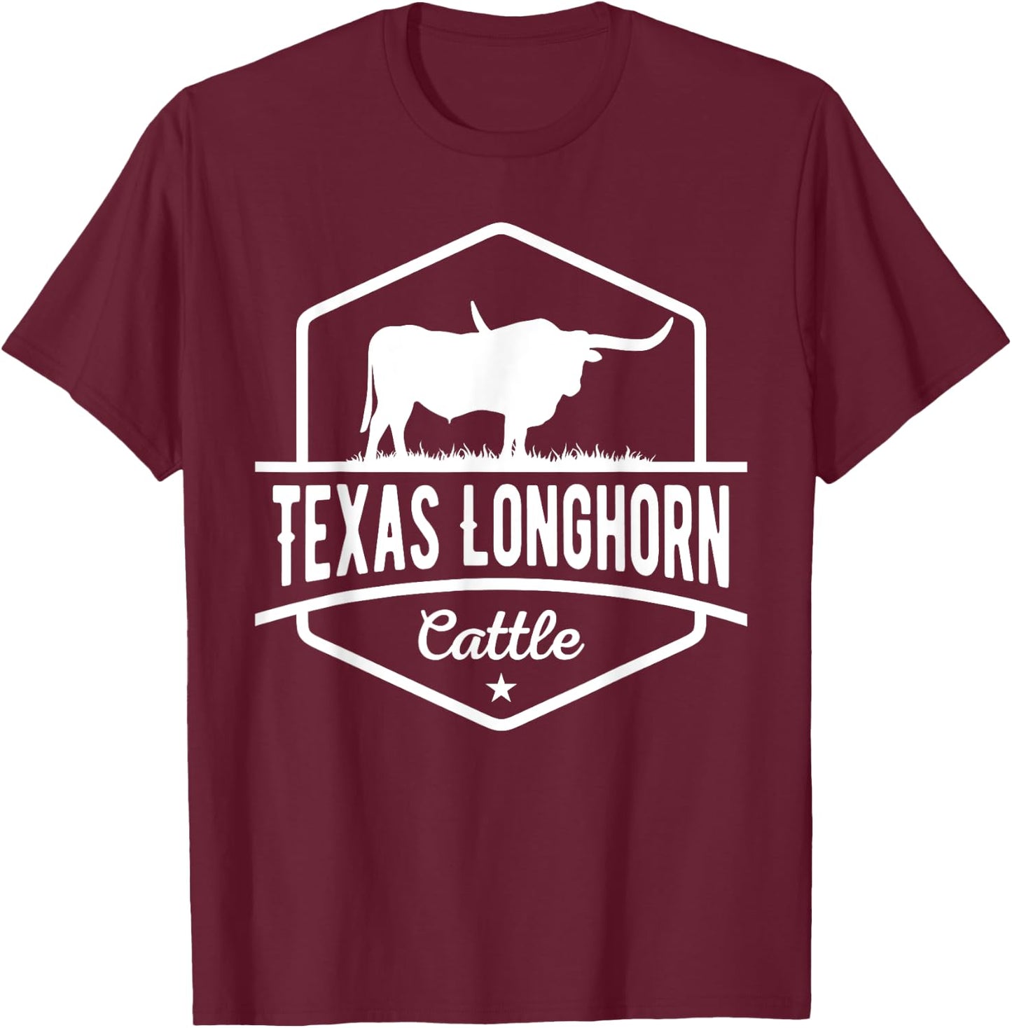 Texas Longhorn Cattle - Longhorn Cow For Cattle Farmer T-Shirt - T-Shirt | Maroon